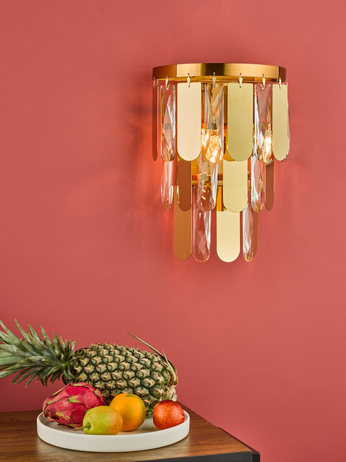 Amira 2-Light Wall Sconce - Polished Gold Finish with Crystal Accents - Perfect for Bedroom, Living Room, or Hallway Lighting