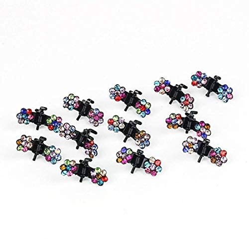 Homeoculture 12 Pcs Mini Crystal Flower Hair Clips for Women & Girls - Elegant Hair Claw Clamps & Barrettes for Parties, Weddings & Daily Styling