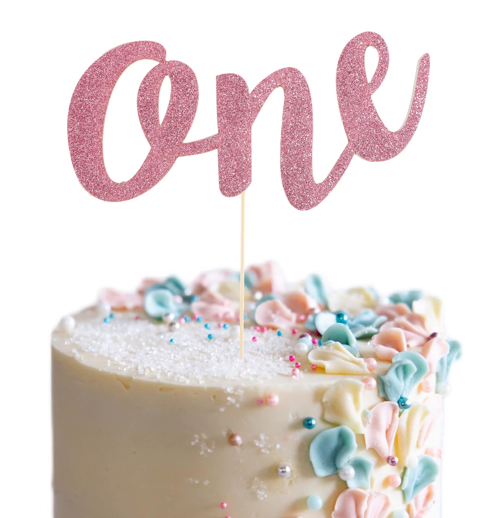 Rose Gold Glitter Cake Topper for 1st Birthday - Elegant Baby Shower & First Anniversary Decoration - Perfect for Celebrations, Parties & Special Events
