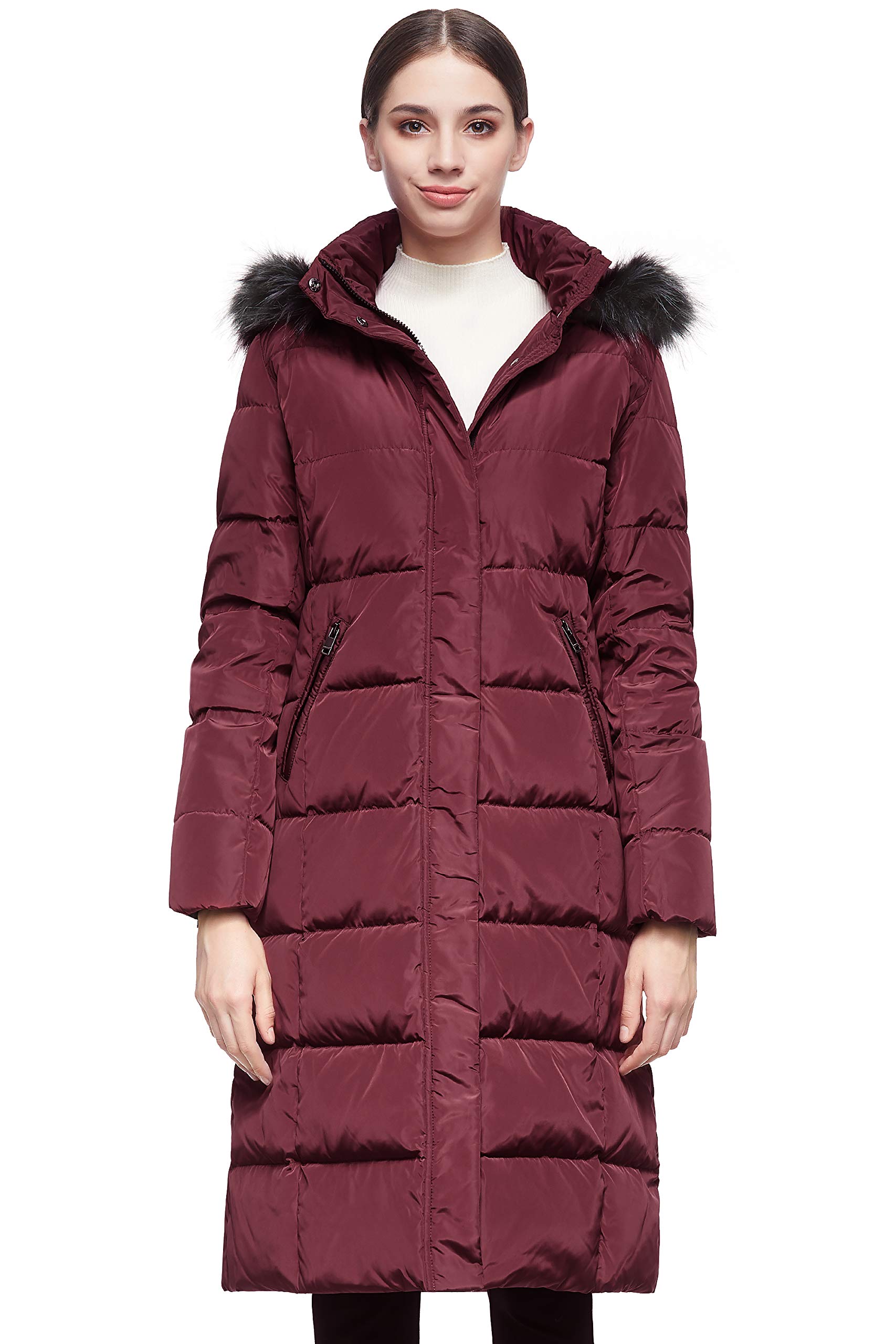 Orolay Women's Quilted Down Jacket - Winter Long Coat with Hood & Stand Collar - Warm Parka for Cold Weather - Perfect for Snow, Skiing & Outdoor Activities