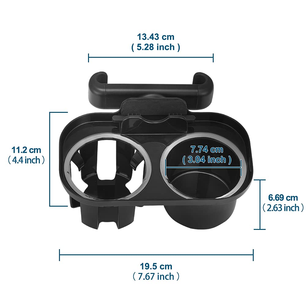 Car Headrest Cup Holder & Seat Back Organizer - Dual Cup Holder with Phone Mount for Road Trips & Family Travel - Perfect for Coffee, Drinks & Smartphones