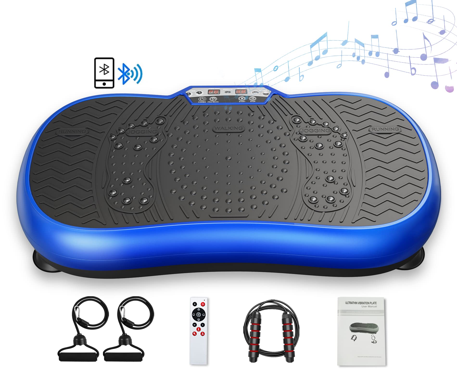 Bigzzia Vibration Plate Exercise Machine - 10 Speed Modes, Whole Body Workout Platform with Resistance Bands & Bluetooth Speaker | Home Gym Equipment for Weight Loss, Muscle Toning & Recovery | Perfect for Home Fitness, Physical Therapy & Post-Workout Relaxation