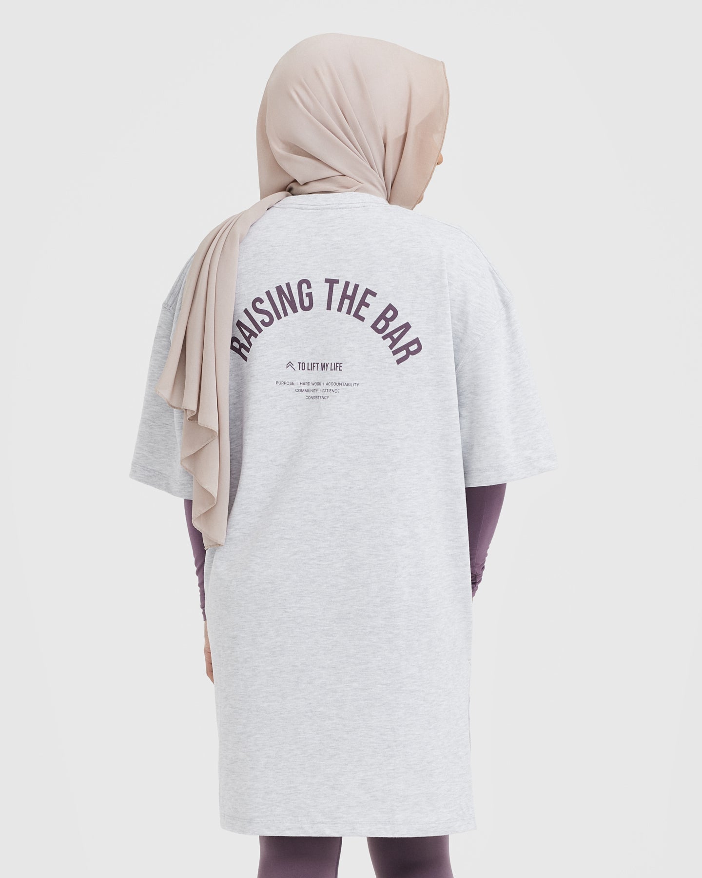 Raising The Bar Graphic Longline T-Shirt for Men | Light Grey Marl | Casual Streetwear & Everyday Outfit Essential