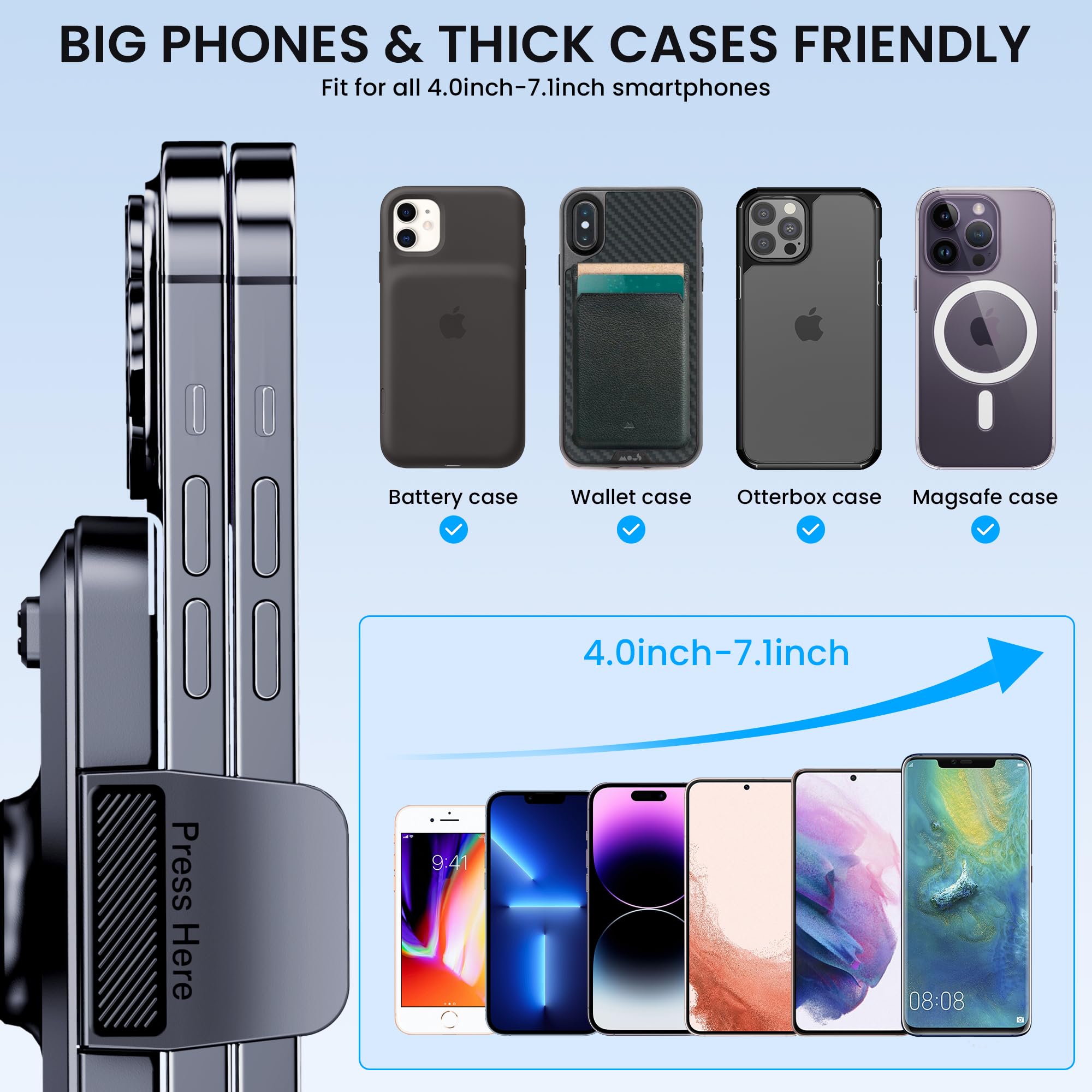 Universal Car Phone Holder Mount - Dashboard & Windshield Phone Stand for iPhone & Android - Hands-Free Driving Accessories - Perfect for Commuting, Road Trips & GPS Navigation