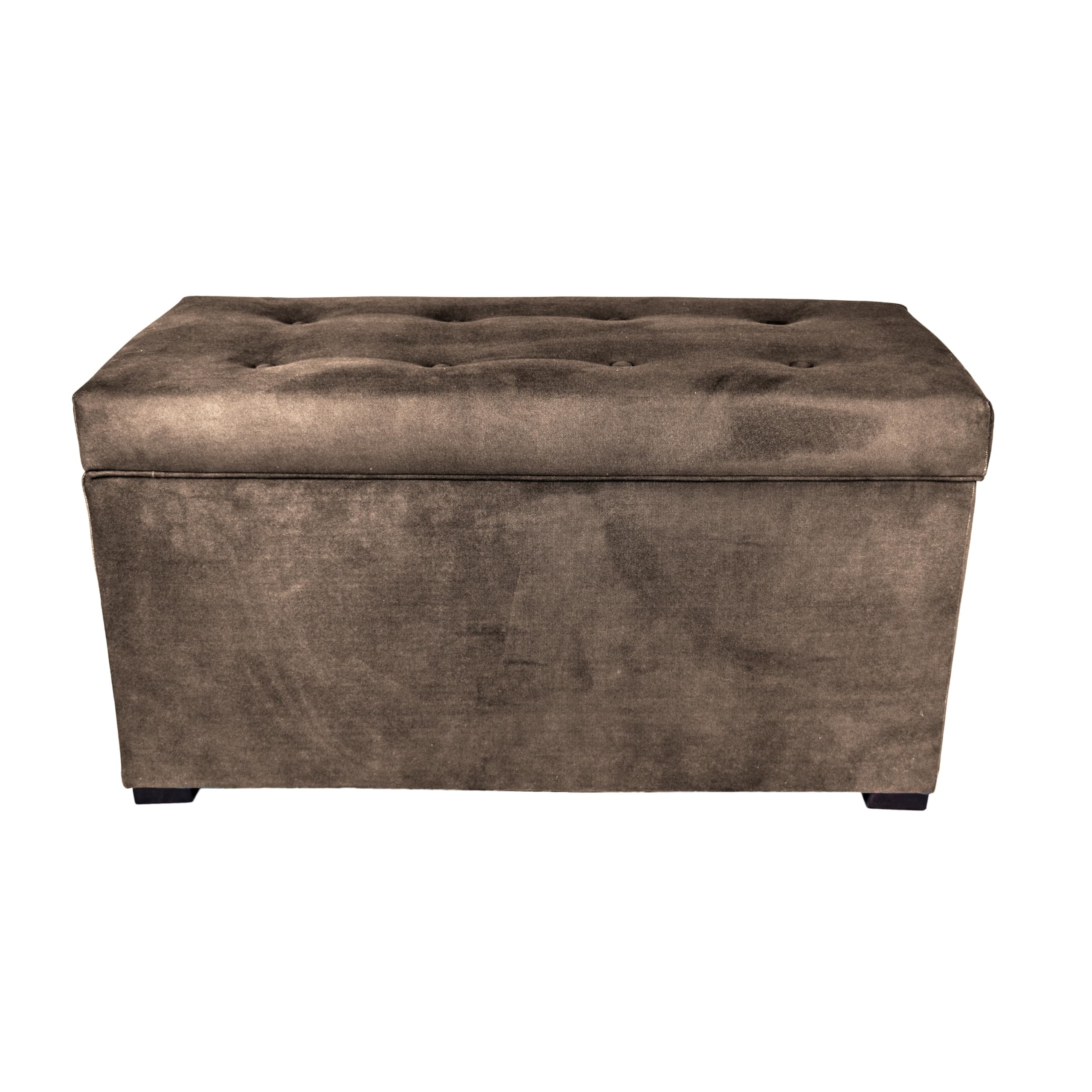 Angela 8-Button Tufted Storage Trunk Bench with Hidden Compartment - Grey Upholstered Ottoman for Entryway, Bedroom & Living Room Organization