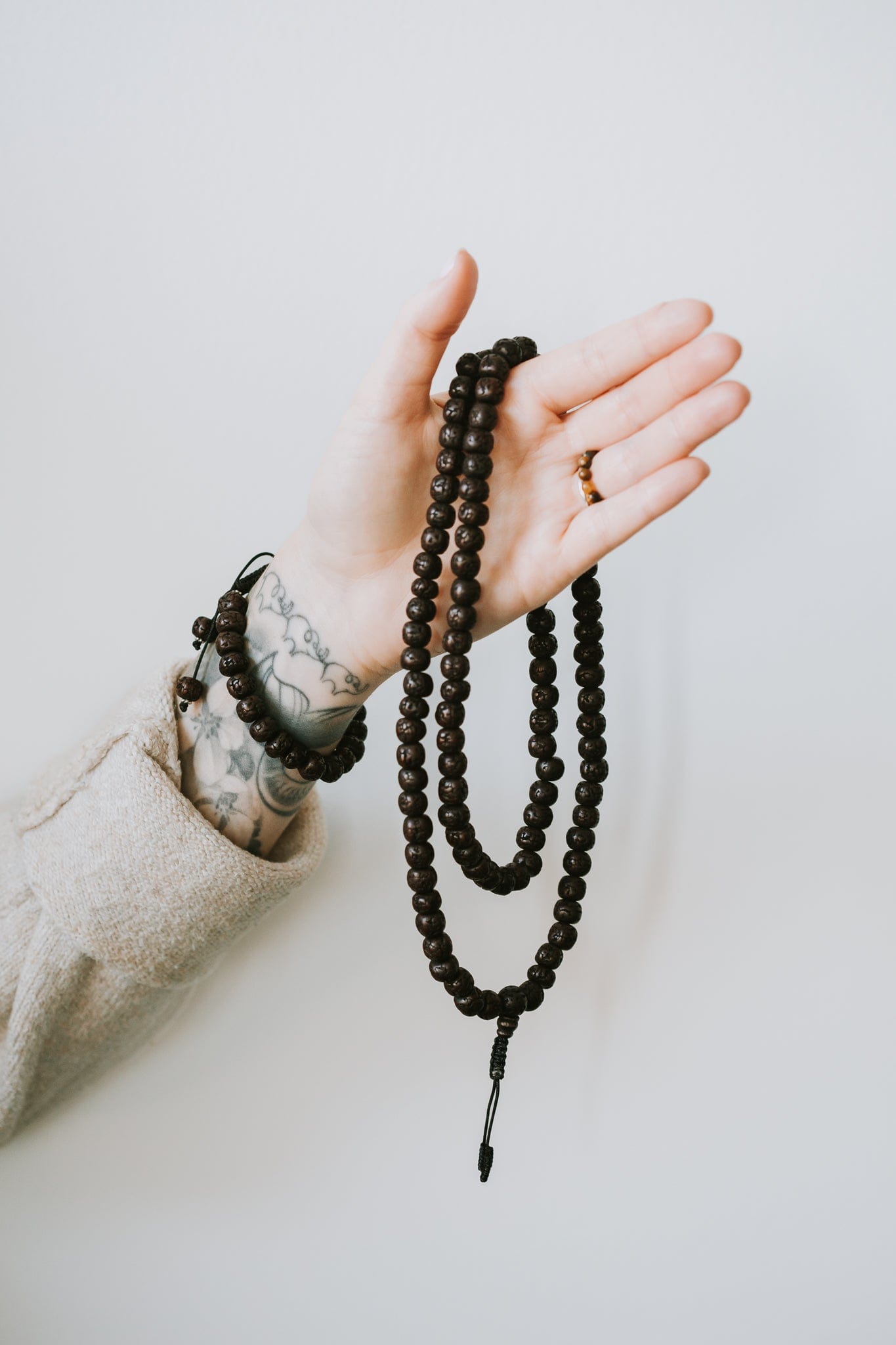 Authentic Aged Dark Rudraksha Beads - Genuine 5 Mukhi Prayer Mala for Meditation & Spiritual Healing | Perfect for Yoga, Chakra Balancing & Buddhist Practices