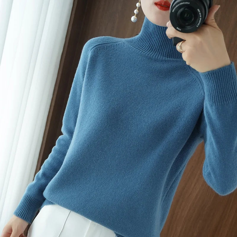 Women's Casual Turtleneck Long Sleeve Sweater - Soft Knit Pullover for Fall & Winter - Perfect for Office, Dating & Weekend Outfits
