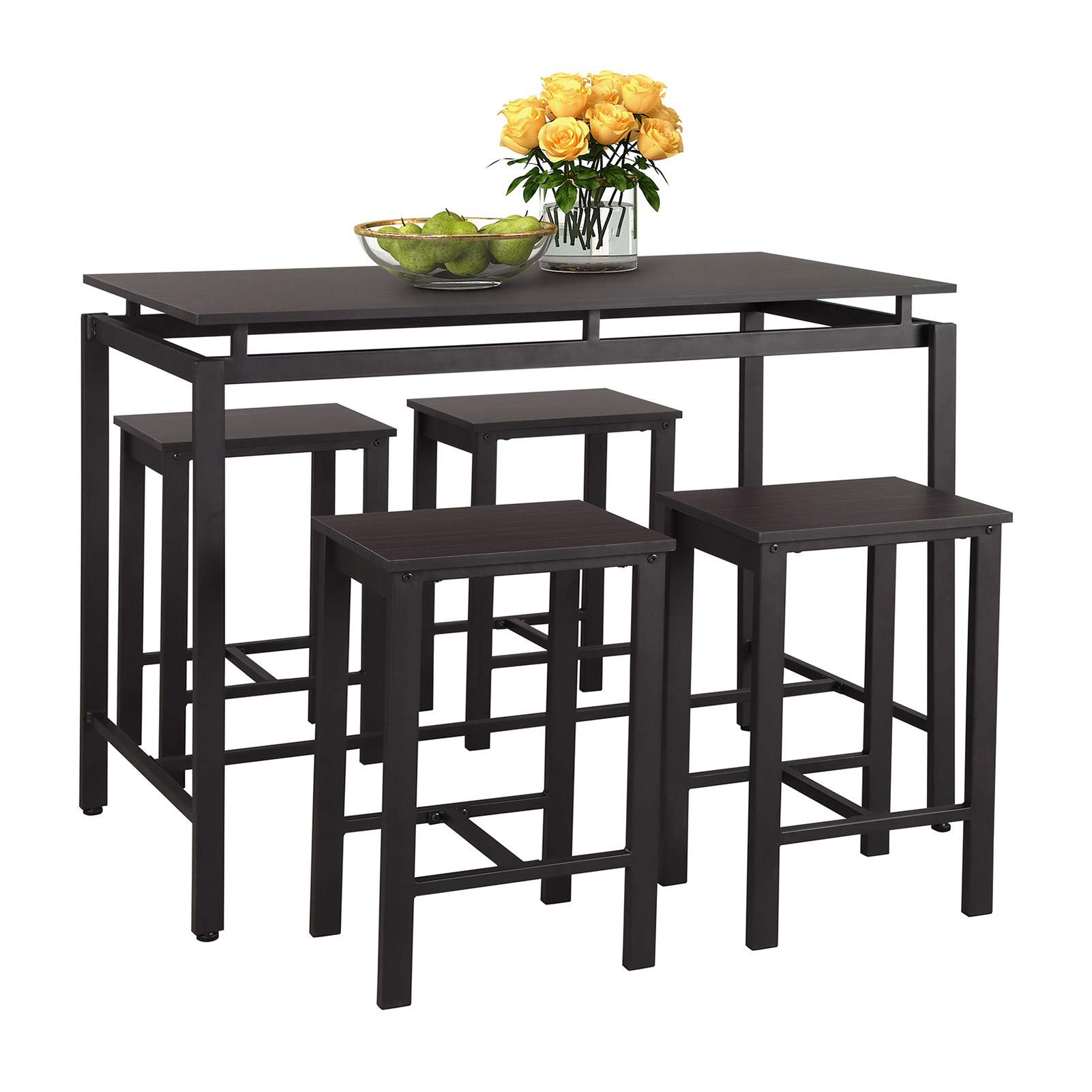 **Modern 5-Piece Counter Height Dining Set - Square Wooden Kitchen Table with 4 Chairs, Easy Assembly Restaurant & Home Furniture for Small Spaces**    *(Perfect for Breakfast Nooks, Small Apartments, and Cozy Kitchen Dining Areas)*