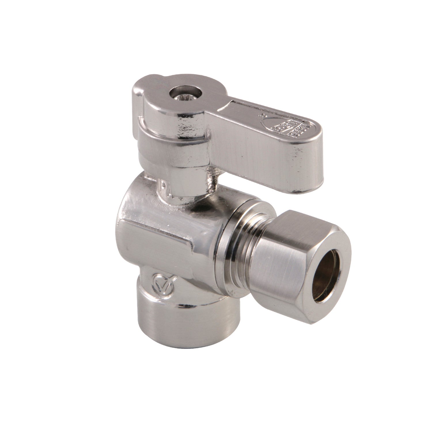 Baseline KF4320SN 1/2 Inch Sweat x 3/8 Inch O.D. Comp Angle Shut Off Valve, Brushed Nickel Finish - Perfect for Plumbing, HVAC, and Water Supply Systems