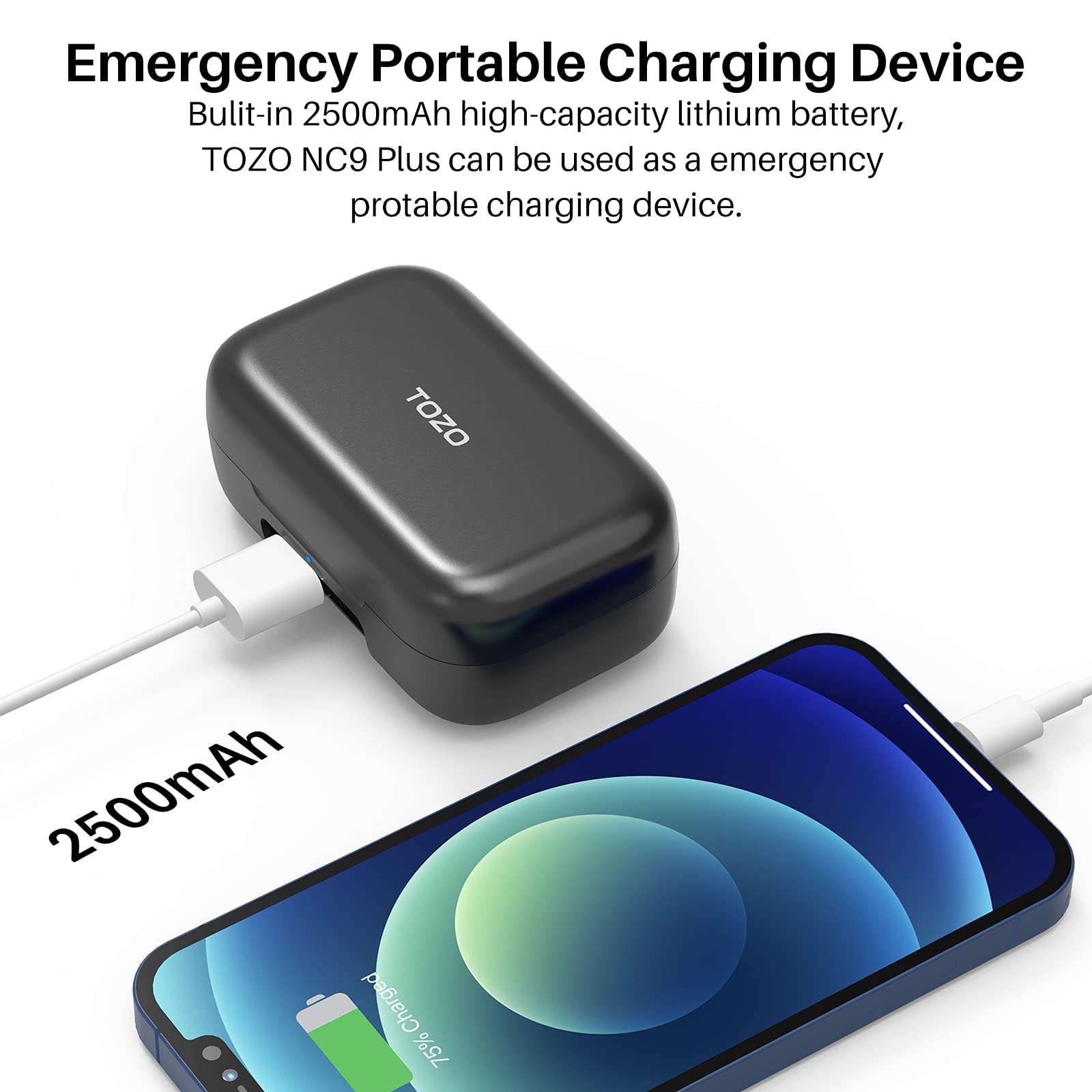 TOZO W1 Wireless Charger & T12 Pro Wireless Earbuds Set - Fast Qi Charging Pad & Bluetooth 5.3 Earphones with Noise Cancellation - Perfect for Home, Office, Gym & Travel