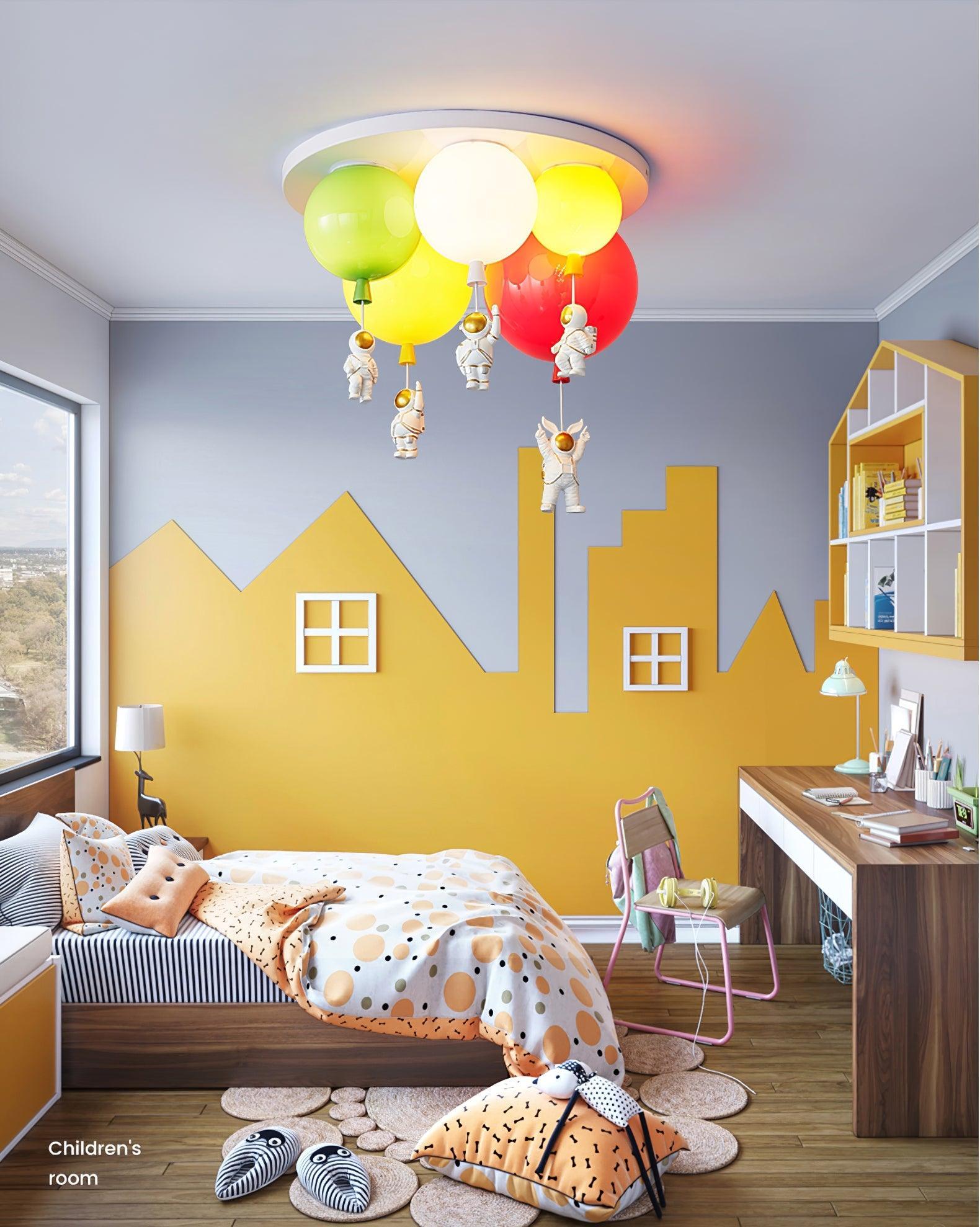 Astronaut Glossy Balloon Ceiling Lamp - Space Themed LED Night Light for Kids Room & Nursery Decor - Perfect for Bedroom, Playroom, and Birthday Party Decorations