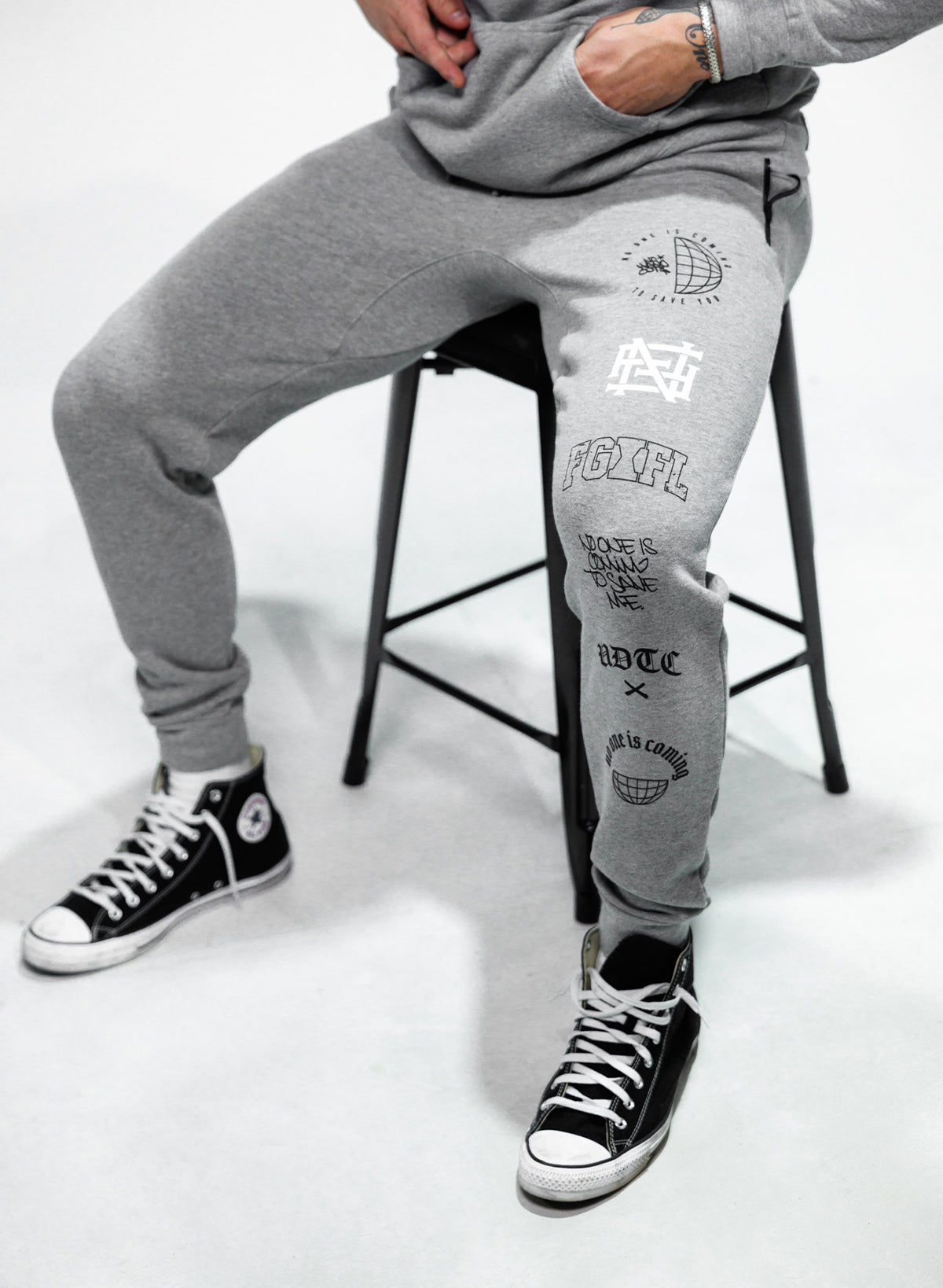 NO HANDOUTS STAMP Fitted Joggers - Comfortable Athletic Pants for Men & Women | Perfect for Gym, Running, Yoga and Casual Wear