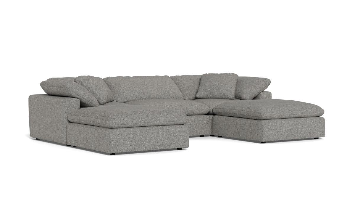Fluffy 3-Piece Sofa Set with Double Ottoman - Soft and Comfortable Living Room Furniture for Small Spaces, Apartment, Dorm or Lounge Area