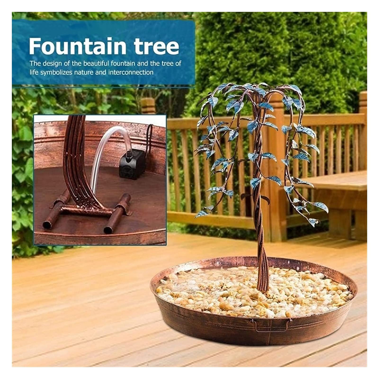 Indoor Tabletop Fountain with Waterfall - Zen Meditation Relaxation Decor for Home, Garden, Balcony & Courtyard | Perfect for Stress Relief & Feng Shui