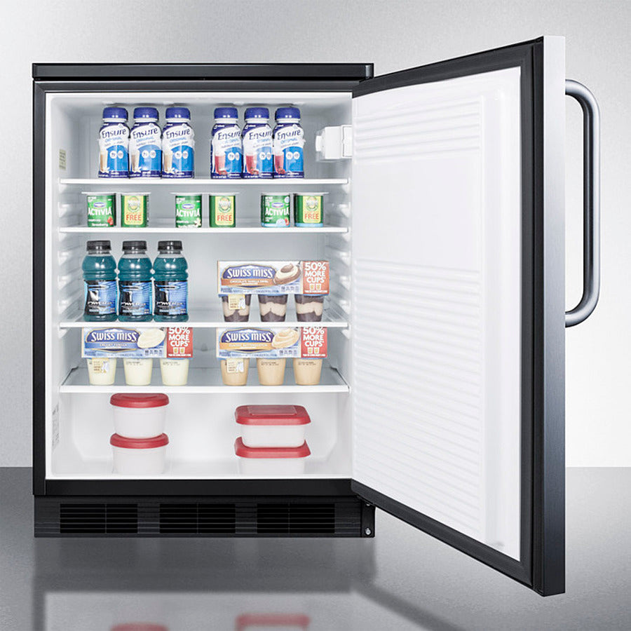 Accucold 24-Inch Wide Built-In All Refrigerator with Towel Bar Handle - Energy Efficient Stainless Steel Appliance for Kitchen, Basement or Garage Storage (Model FF7LBLKBISSTB)