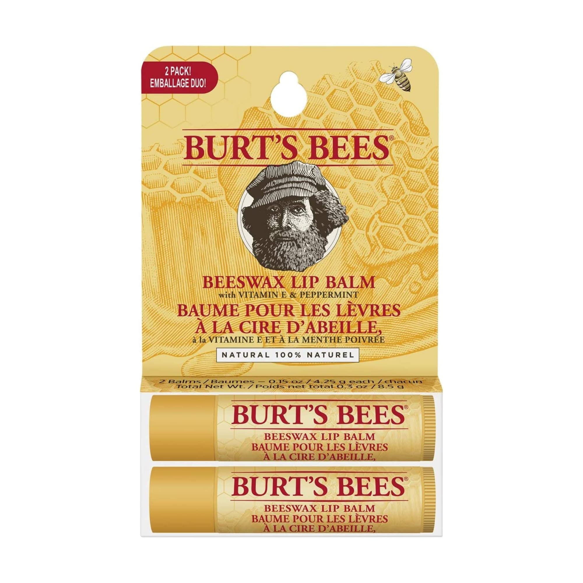 Burt's Bees Lip Balm Multipack - Moisturizing Chapstick with Beeswax & Vitamin E, 2-Pack (4.25g Each) | Hydrating Lip Care for Dry Lips, Perfect for Daily Use & On-The-Go