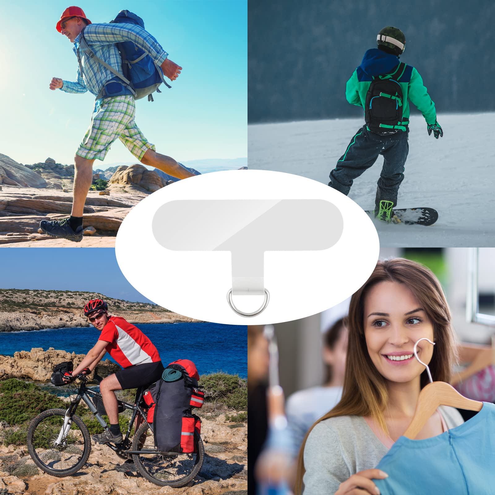 Universal Phone Lanyard Patch - 10pcs Adhesive-Free Tether Tabs for Phone Straps (Transparent) - Secure Your Phone While Outdoors