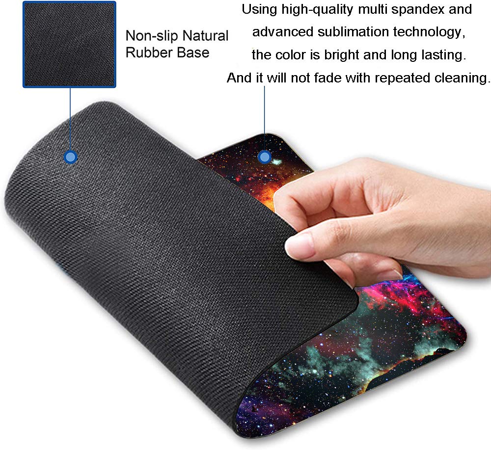 Galaxy and Nebula Gaming Mouse Pad - Non-Slip Rubber Base, Waterproof Square Mouse Mat for Office, Home & Travel - Milky Way Design with Solar System Orbit - Perfect for PC, Laptop & Gaming Setup