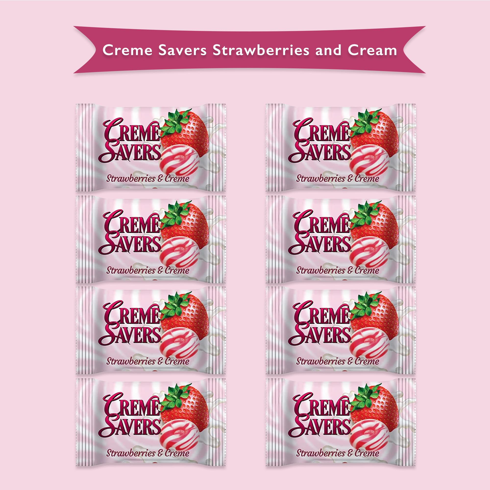 Strawberry Creme Savers Hard Candy - 1LB Bulk Bag | Strawberry & Cream Flavored Candy by Snackivore | Perfect for Parties, Office Snacks & Gift Baskets