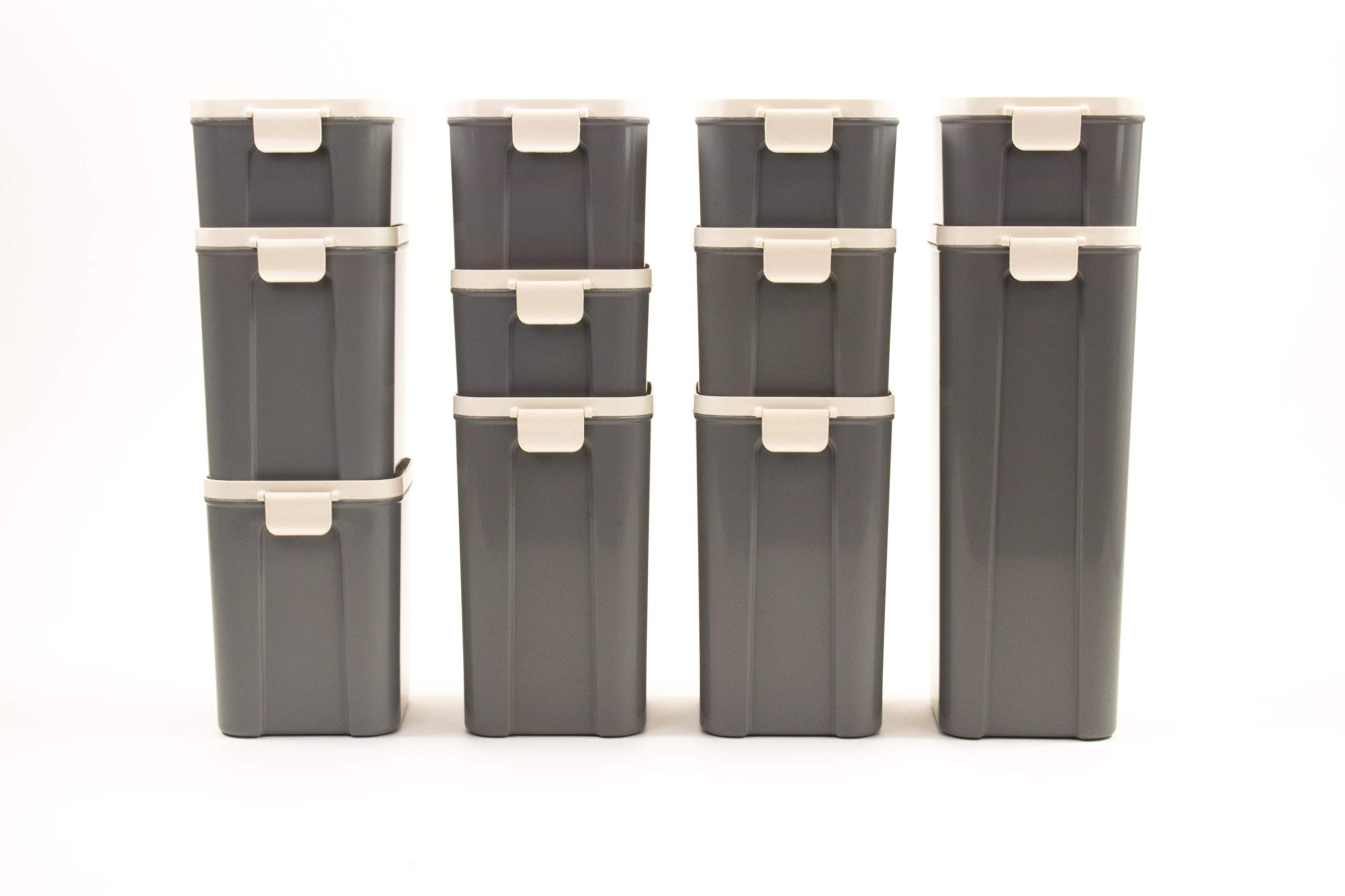 Bamboozle Astrik 11-Piece Airtight Dry Food Storage Canister Set - Eco-Friendly Kitchen & Pantry Organization Containers for Flour, Cereal, Pasta, Sugar & Spices | Sustainable Biodegradable Slate Color | Perfect for Meal Prep, Baking & Organized Pantry Storage