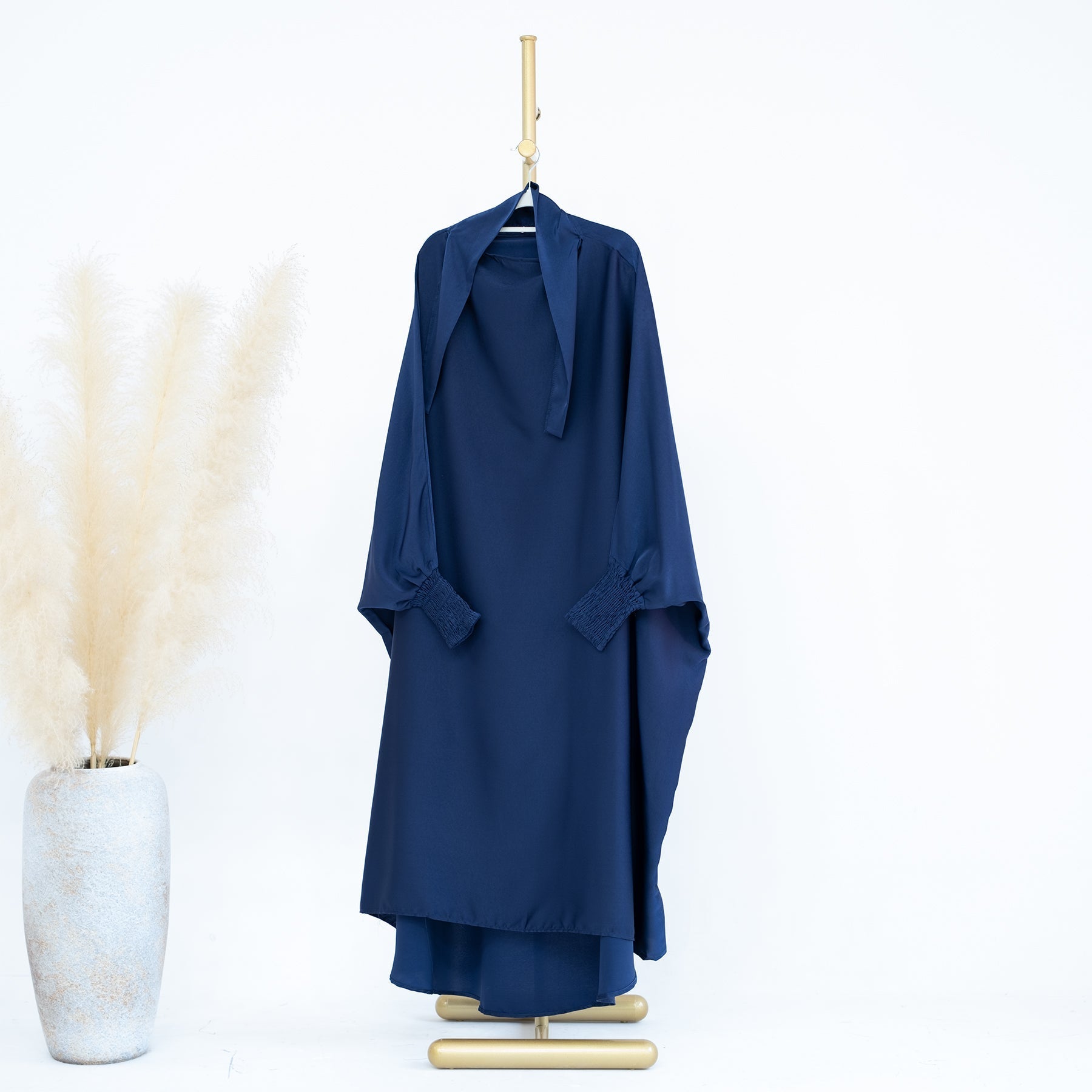 Marwa Kids Satin Jilbab - Navy Blue Islamic Headscarf for Girls - Perfect for School, Prayer & Special Occasions