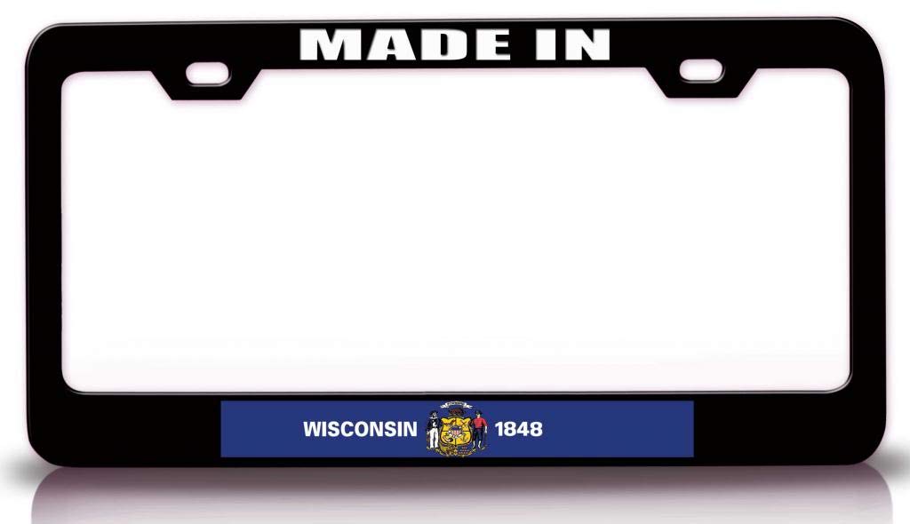 Wisconsin State Flag Metal License Plate Frame - Durable Steel Car Accessory for Trucks & SUVs - Perfect for Showcasing State Pride on the Road