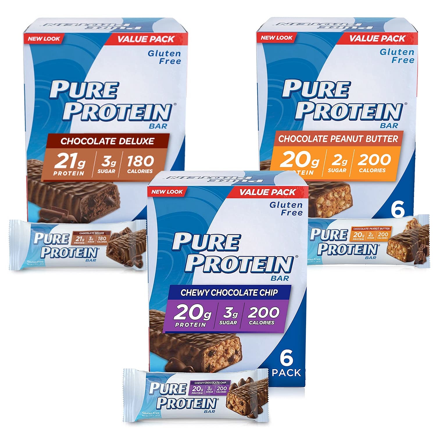 Pure Protein Bars - High Protein Snacks for Energy, Low Sugar & Gluten Free (18 Pack, 1.76 oz Each) | Ideal for Gym Workouts, Hiking & Healthy On-the-Go Nutrition