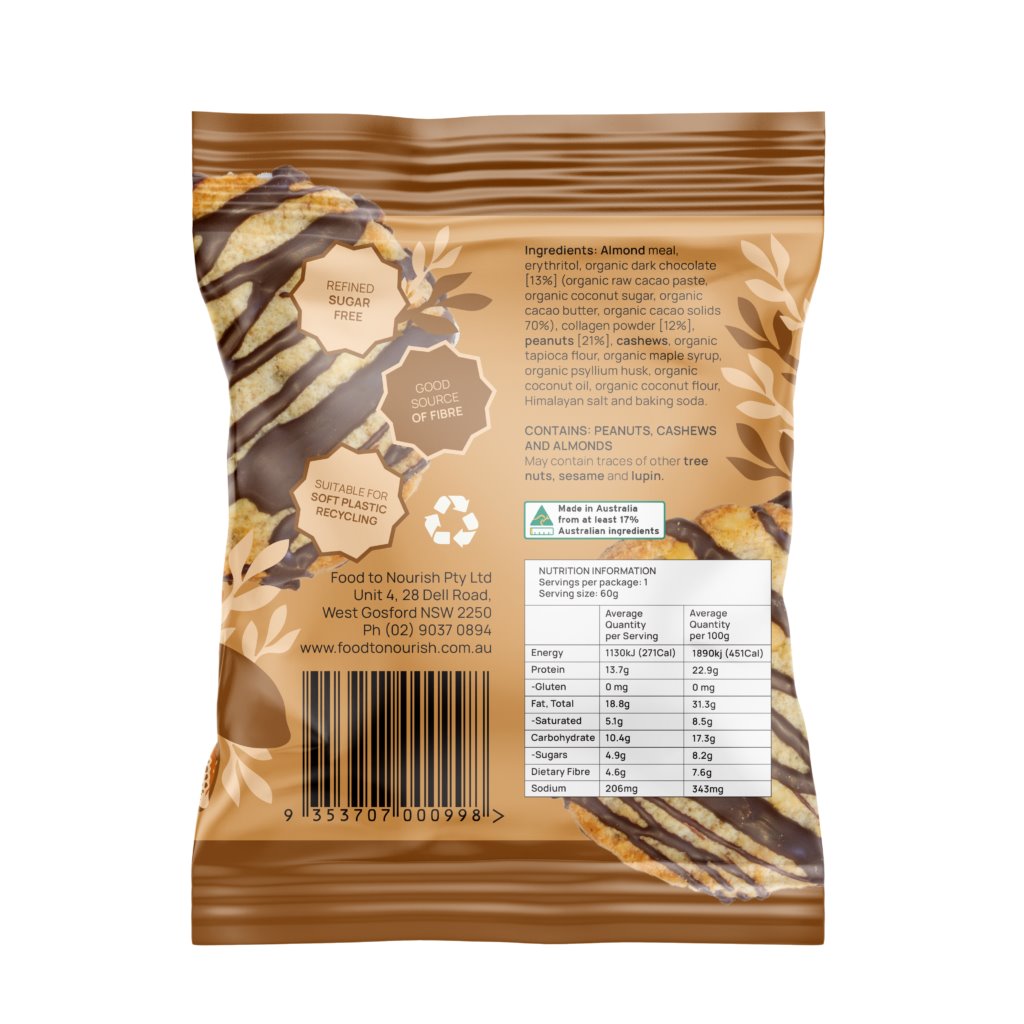Food To Nourish Protein Cookie Chocolate Peanut Butter - High Protein Snack for Fitness, Weight Loss & On-the-Go Energy | Keto Friendly, Gluten Free Healthy Treat