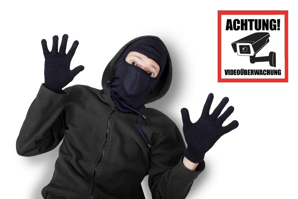 Print&Bind Center 3x ACHTUNG! Videoüberwachung Aufkleber 10,5x10,5cm - Warnhinweis Kameraaufkleber für Sicherheit & Privatsphäre in Büro, Lager & Einfahrt