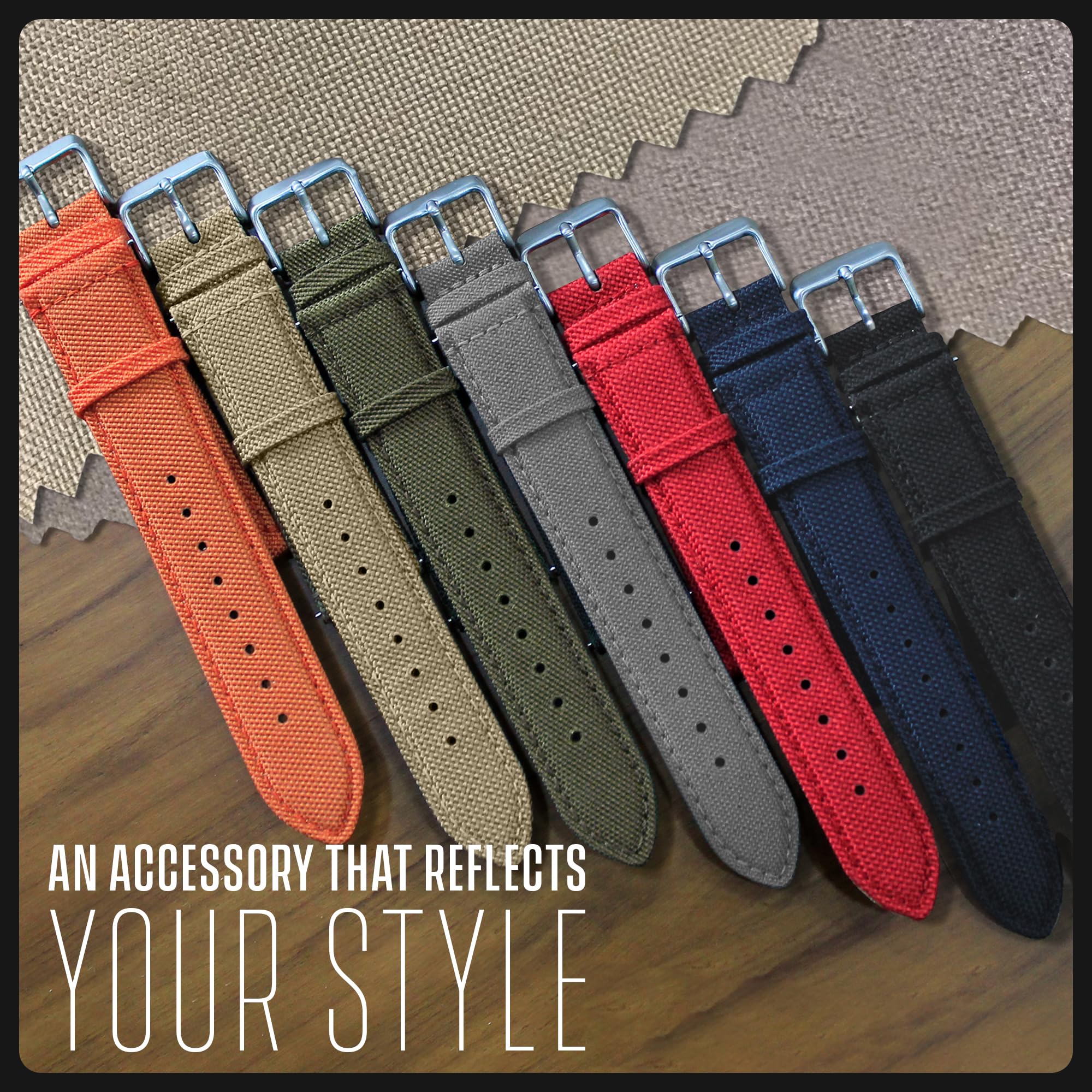 Durable Alpine Cordura Fabric Watch Band with Quick Release - Water Resistant Leather Lining Strap for Men & Women - Compatible with Regular & Smart Watches - Perfect for Outdoor Activities, Workouts, and Daily Wear