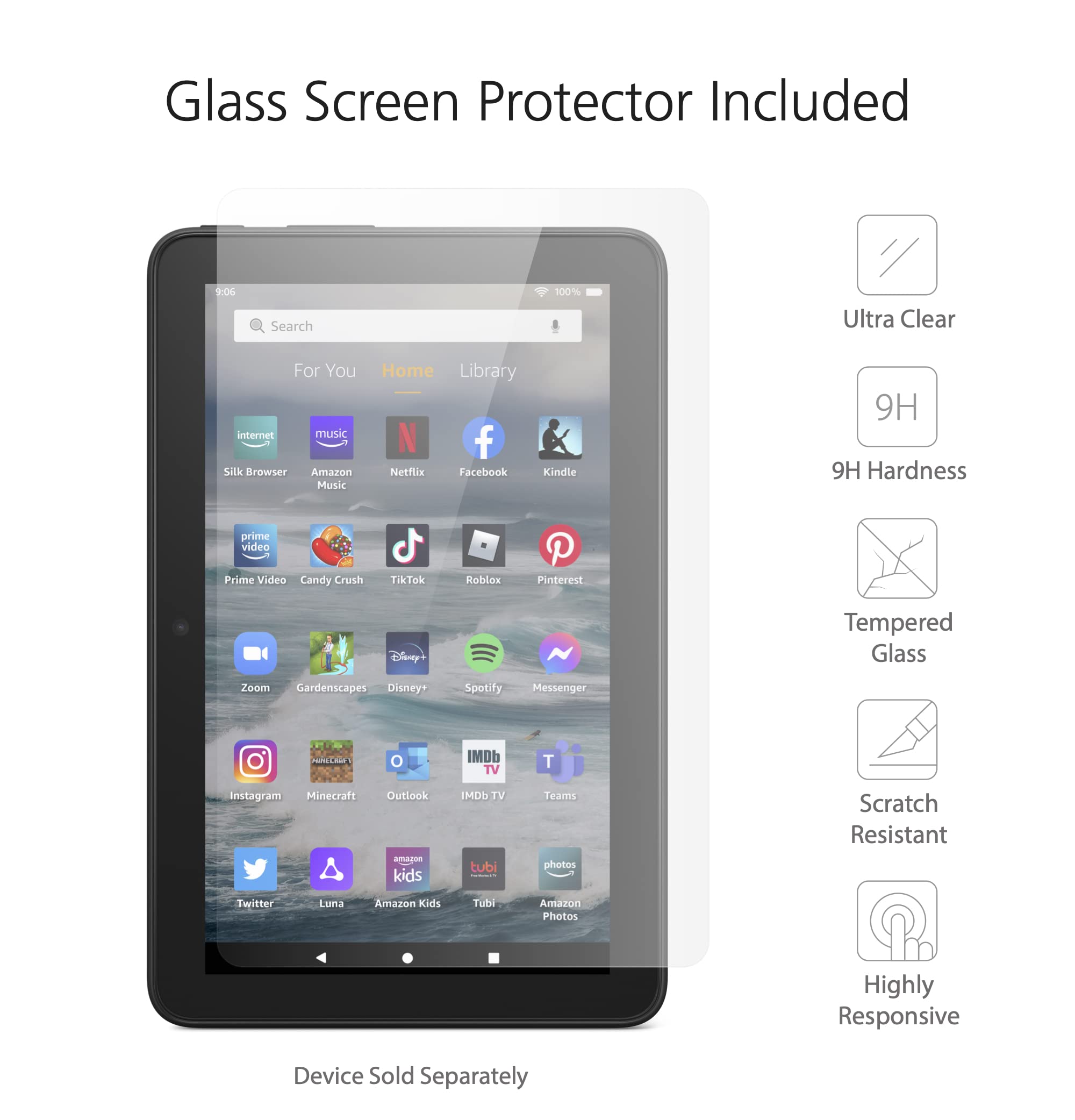 Fire 7 Tablet Case 2022 with Screen Protector - Blue for Home & Travel Use