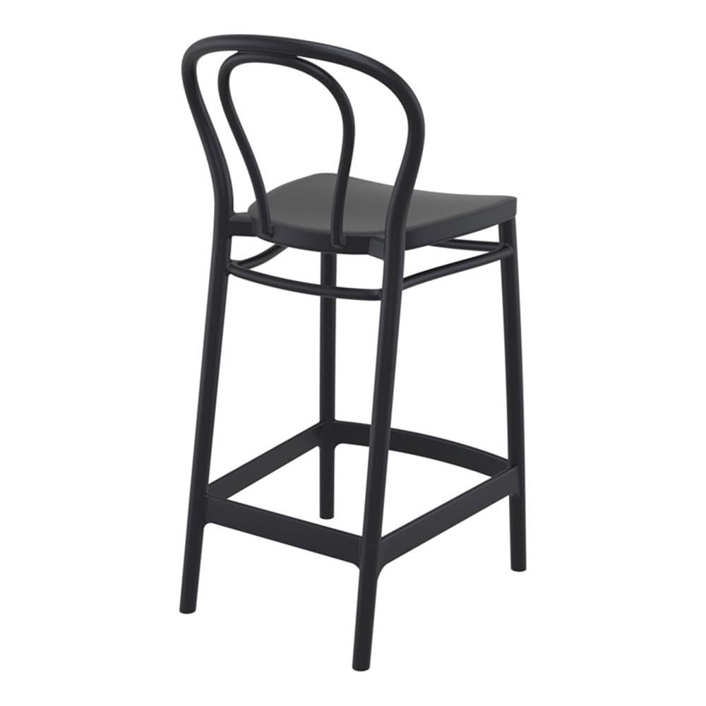 Victor Indoor Outdoor Counter Stools - Set of 2 Black Bar Stools for Kitchen Island, Patio, or Breakfast Nook - Durable & Weather Resistant Counter Height Stools