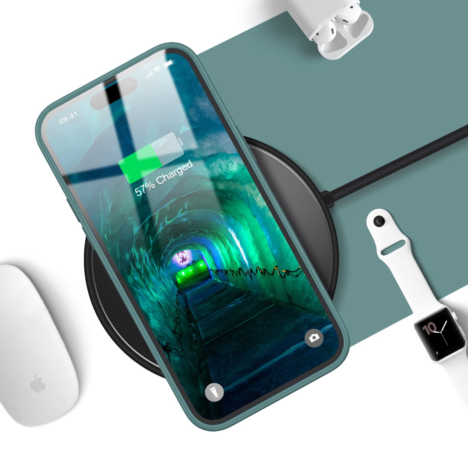 MILPROX Magnetic Liquid Silicone Case for iPhone 14 Pro Max (6.7 inch 2022) - Shockproof Protective Cover with Strong Grip, Anti-Scratch & Drop Protection - Pine Green - Perfect for Daily Use, Travel & Outdoor Activities