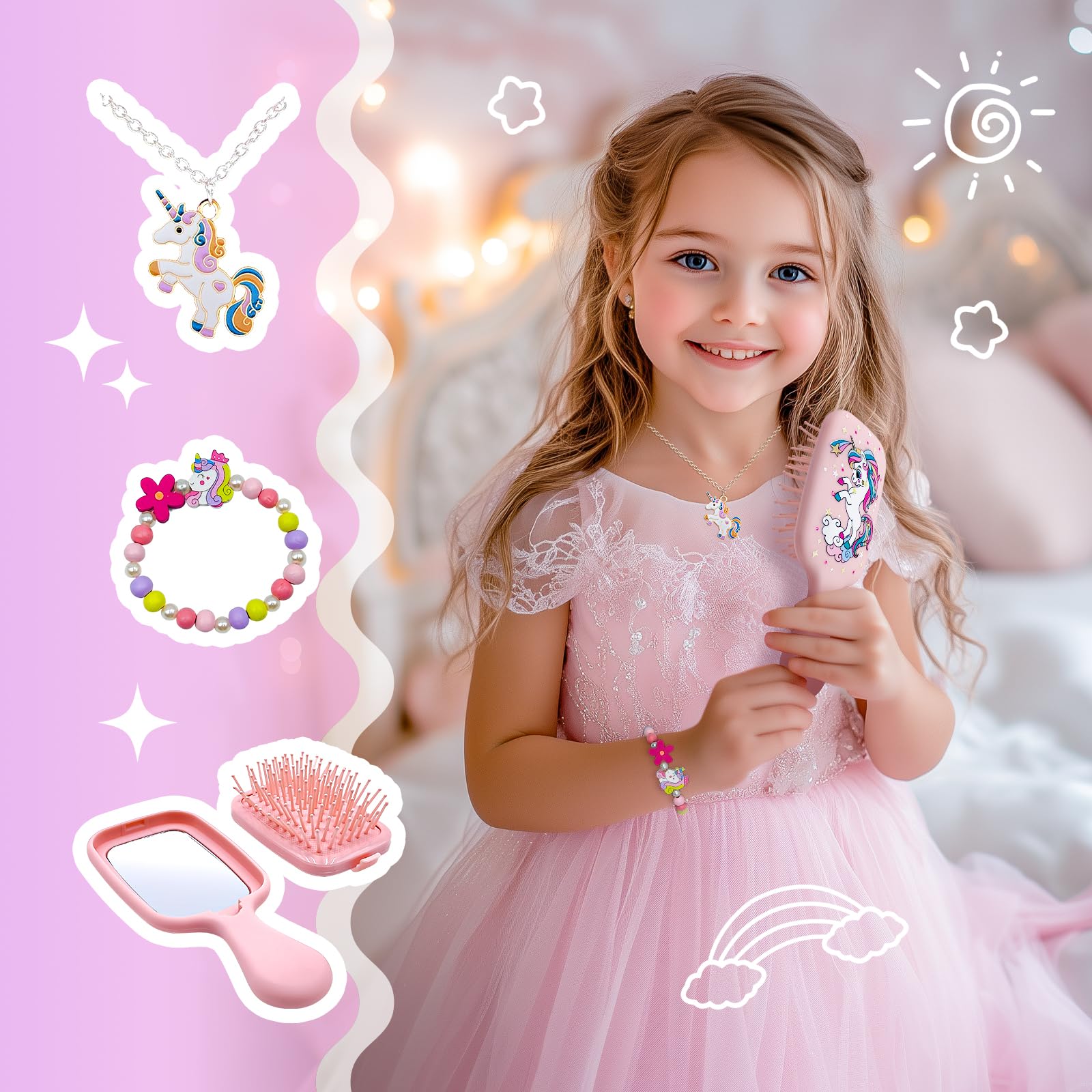 Magical Unicorn Gift Set for Girls Ages 4-10 - 12PCS Kids Unicorn Toys, Perfect Christmas & Birthday Present for Daughter, Niece, Granddaughter | Great for Playtime, Room Decor & Fantasy-Themed Parties