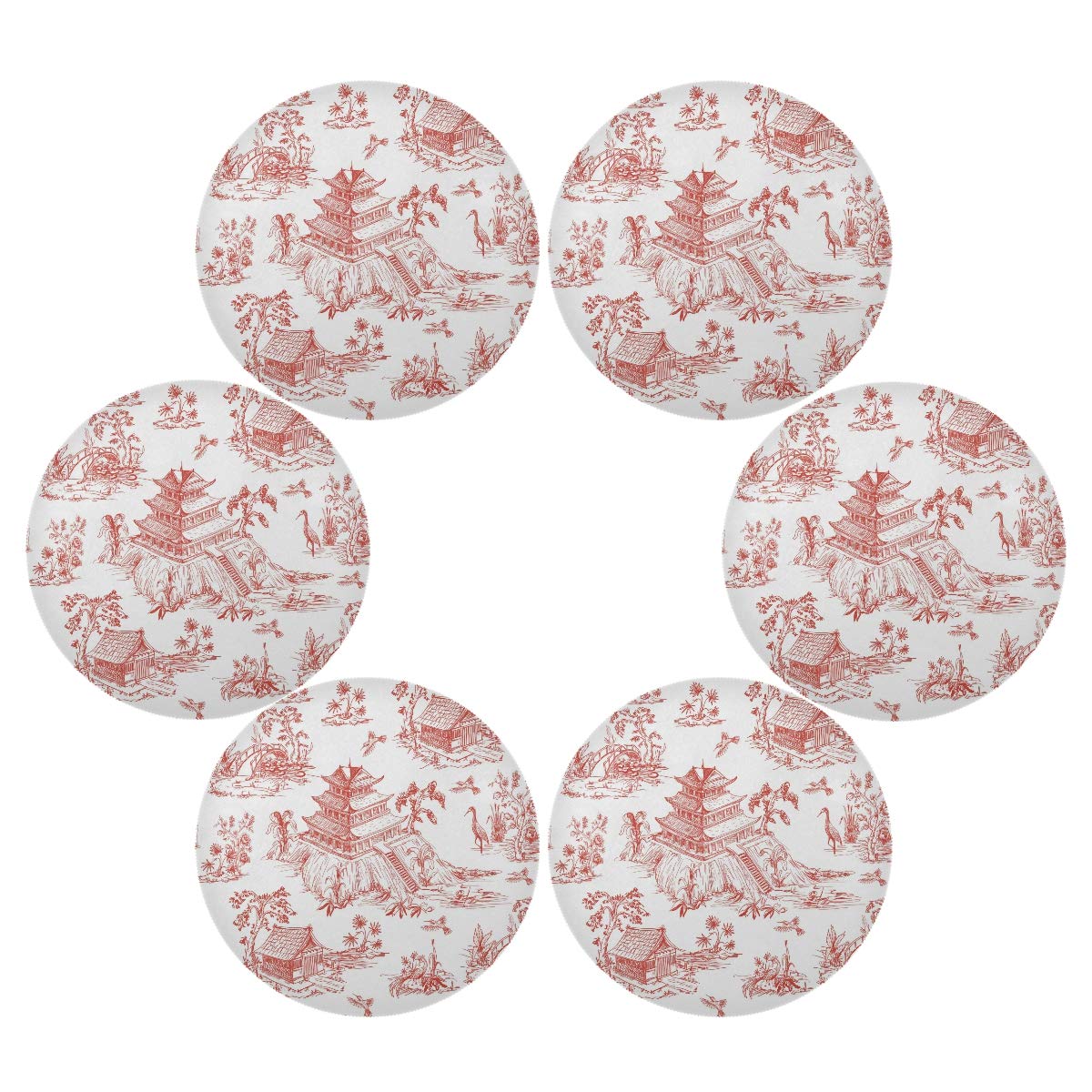 Chinoiserie Style Round Placemats Set of 4 - Non-Slip Heat Resistant Table Mats for Dining Decor, Perfect for Chinese New Year, Thanksgiving & Holiday Dinner Parties