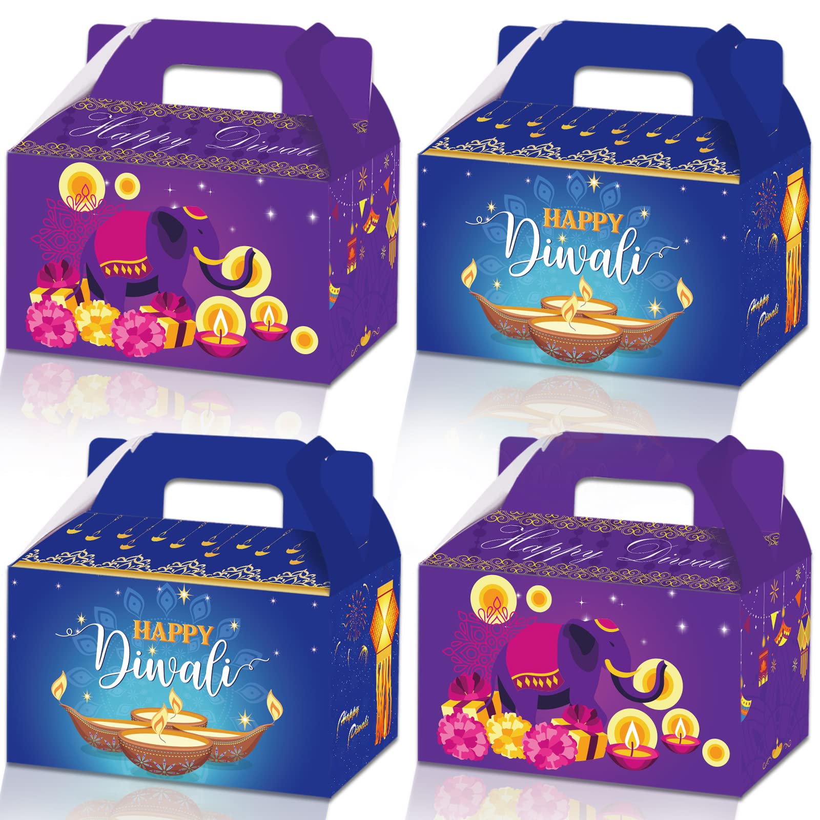 14 Pack Diwali Party Gift Box Set - Decorative Gift Bags for Snacks, Candy & Kids Party Supplies | Perfect for Diwali Celebrations, Festive Gatherings & Children's Events