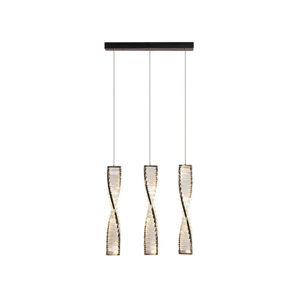 Elegant Spiral Strip Crystal Pendant Light - Modern Chandelier for Dining Room, Living Room & Bedroom Decor