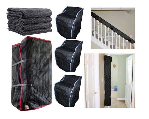 US Cargo Control Ultimate Moving Kit with Moving Blankets & Covers - Heavy Duty Furniture Protector for Washer, Dryer, Range, Refrigerator, Banister & Door Jamb - Perfect for Home Moving, Appliance Protection & Furniture Transport