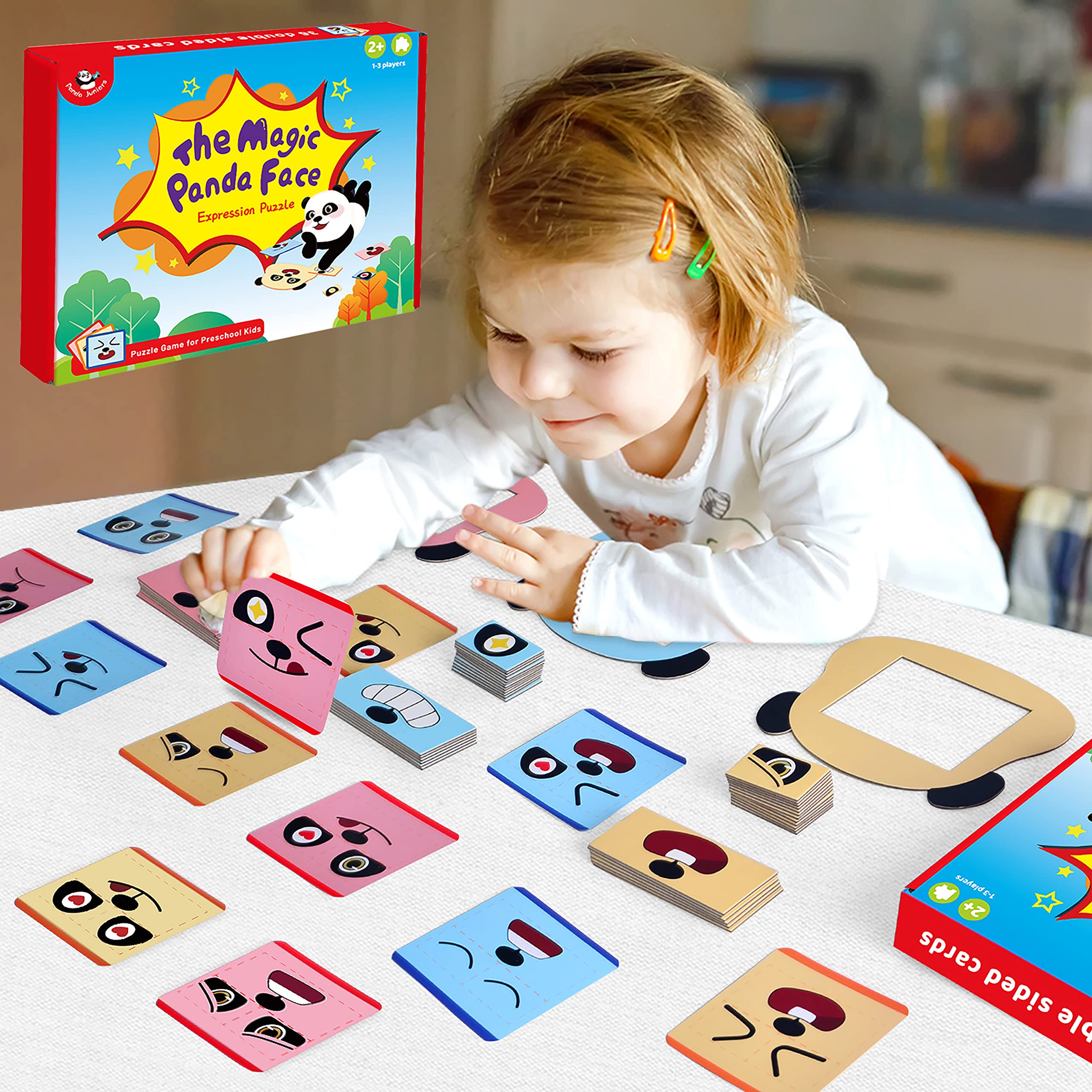 Emotional Expression Matching Puzzle Game - Montessori Educational Toy for Kids | Face-Changing Cube & Challenge Cards | Parent-Child Board Game for Logical Thinking Development | Perfect for Classroom Learning & Family Bonding Activities