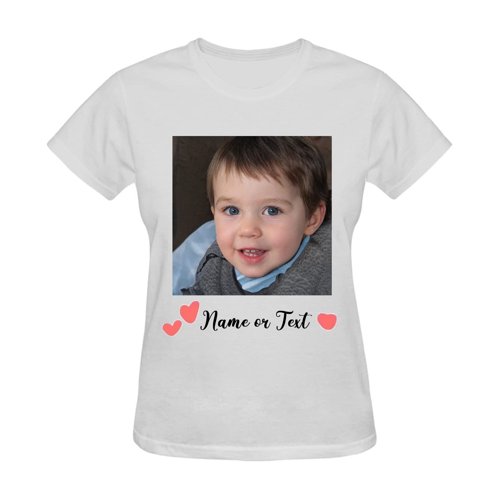 Custom Name & Face Photo T-Shirt - Personalized Picture T-Shirt with One-Side Printing - Perfect for Family Gifts, Couples Matching & Special Occasions