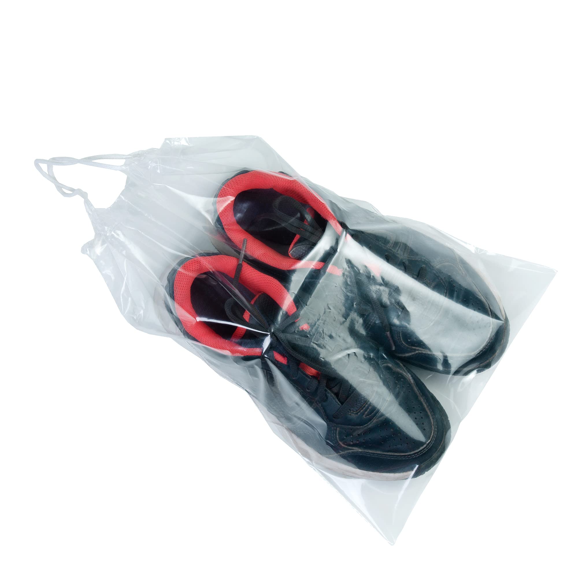 InfinitePack Large Clear Shoe Bags for Travel - Waterproof Shoe Storage Organizer with Drawstring & Transparent Window - Perfect for Sneakers, Boots & Sandals - Ideal for Gym, Vacation & Closet Organization (Men & Women)