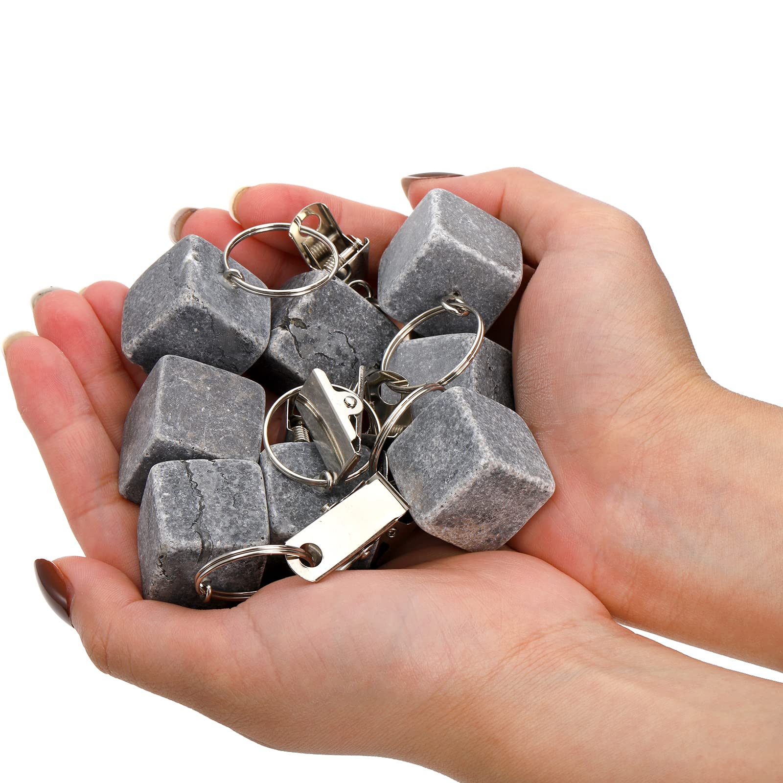 AVLA 8 Pack Tablecloth Weights with Metal Clips - Heavy Duty Marble Cube Hangers for Outdoor Picnics, Family Dinners & Party Decorations | Stainless Steel Table Cover Clamps for Patio, Garden & Wedding Events