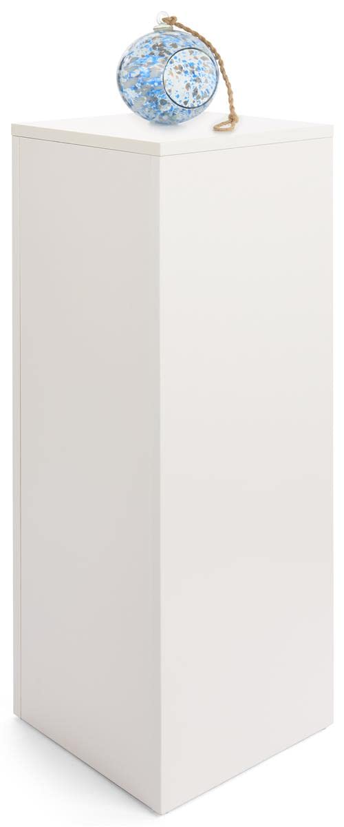 Displays2go White Rectangular Retail Store Pedestal Display Stand - Durable Laminated Particle Board & Melamine Construction (WDCUBEWHT3) - Perfect for Showcasing Products in Boutiques, Malls, and Trade Shows