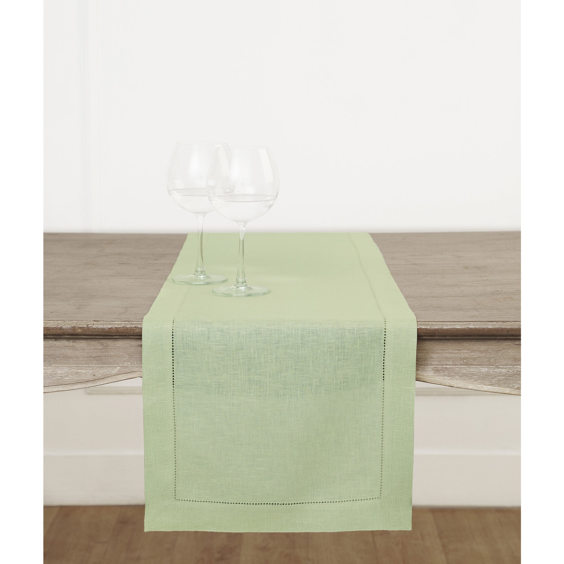 Elegant Classic Hemstitch Table Runner - White Linen Dining Table Decor for Weddings, Holidays & Home Decor