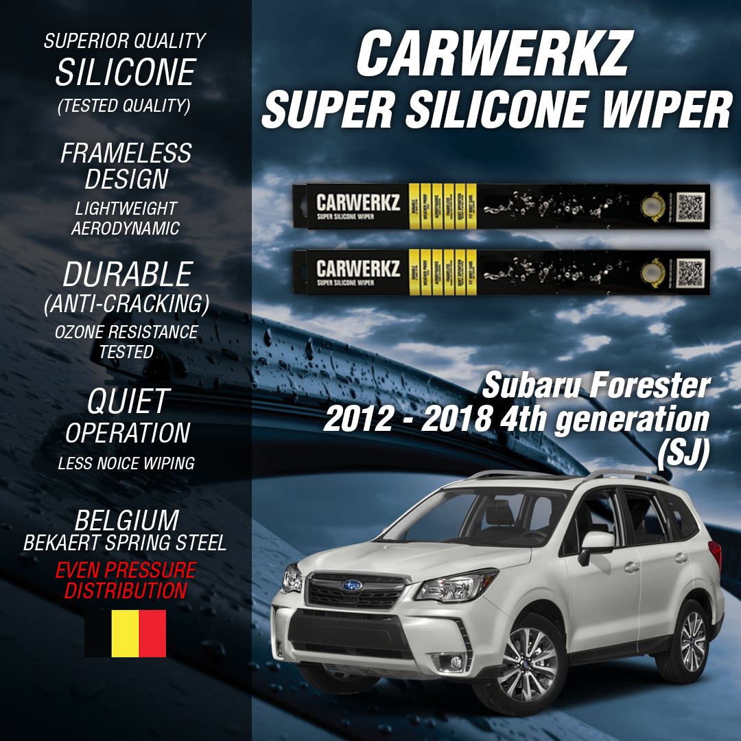 Carwerkz Premium Silicone Windshield Wiper Blades for Subaru Forester 2012-2018 (4th Gen SJ) - All-Weather Performance for Rain, Snow & Ice - Perfect for Highway Driving & Winter Conditions