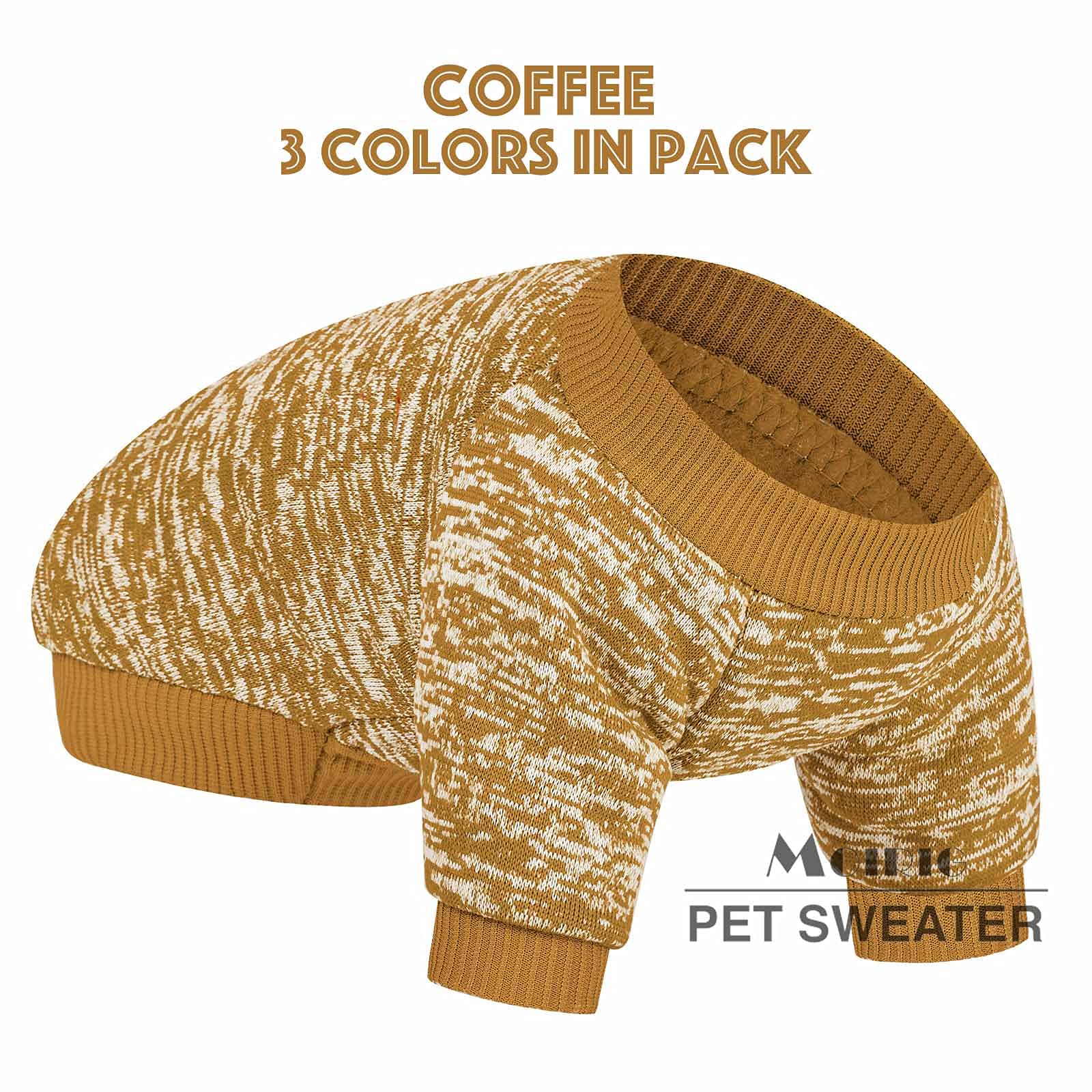 Warm Dog Sweater for Small Dogs - 3 Pack Soft Pet Clothes for Puppies, Cats & Medium/Large Dogs - Christmas Winter Dog Shirts for Boys & Girls (Red, Green, Coffee, X-Small) - Perfect for Cold Weather, Holiday Photos & Indoor Comfort