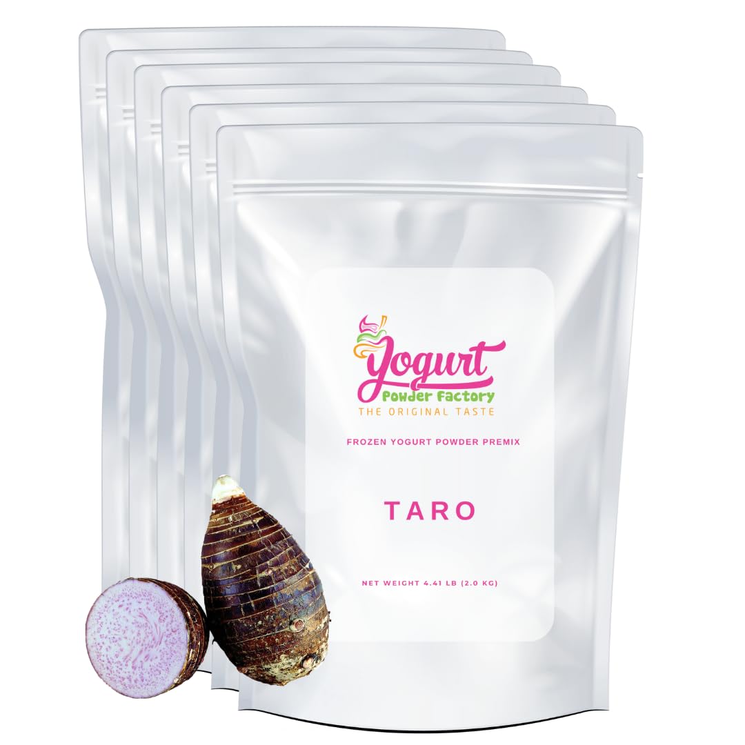 Premium Taro Frozen Yogurt Mix Powder – 6 Pack (4.4lb Bags) | Gluten-Free, Low Fat Yogurt Powder for Soft Serve Machines | Perfect for Ice Cream Shops, Cafes & Dessert Businesses