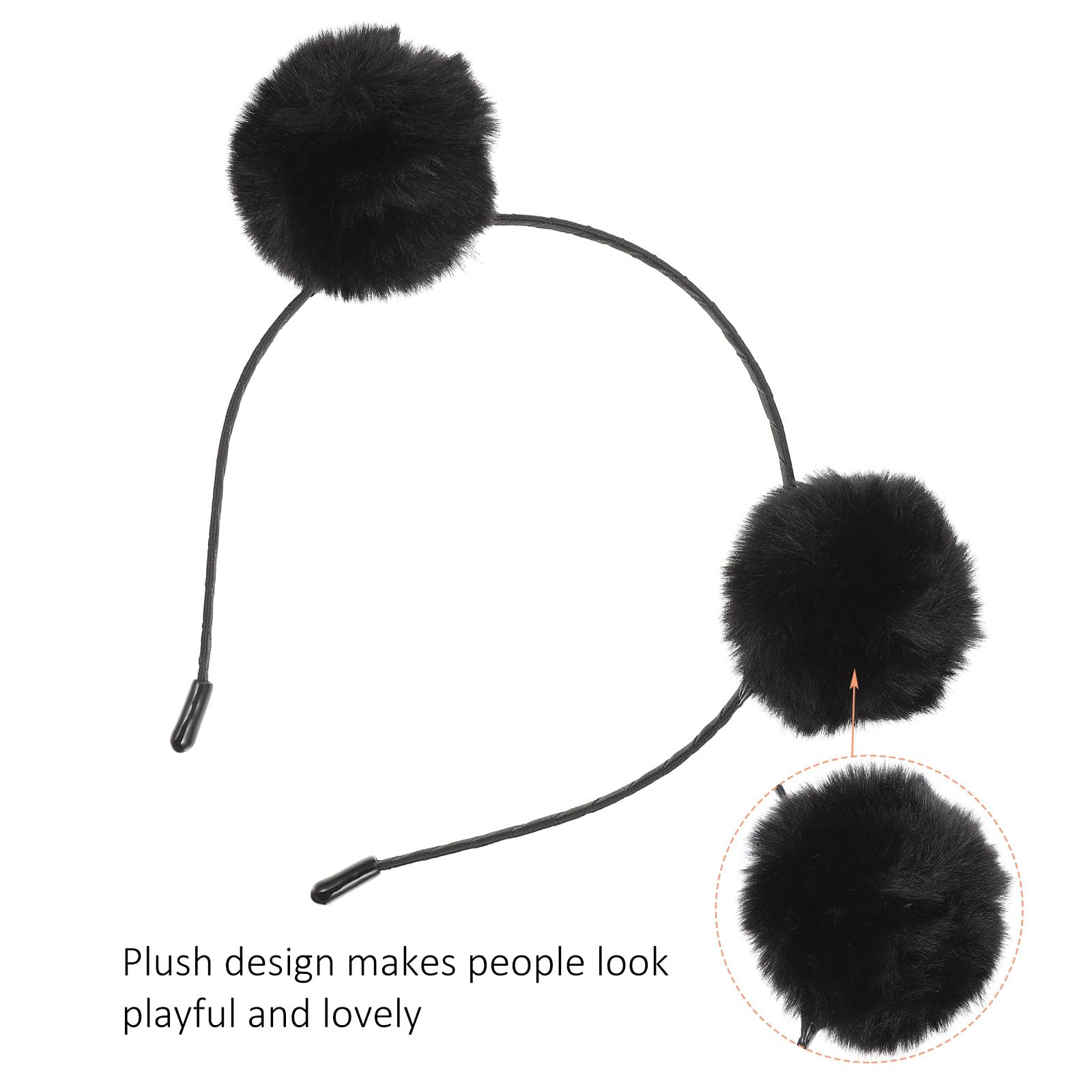 Lurrose 4pcs Fluffy Faux Fur Pom Pom Headband with Animal Ears - Soft Hair Hoop for Women & Girls (Multi Color) - Perfect for Winter Fashion, Costume Parties & Photo Shoots