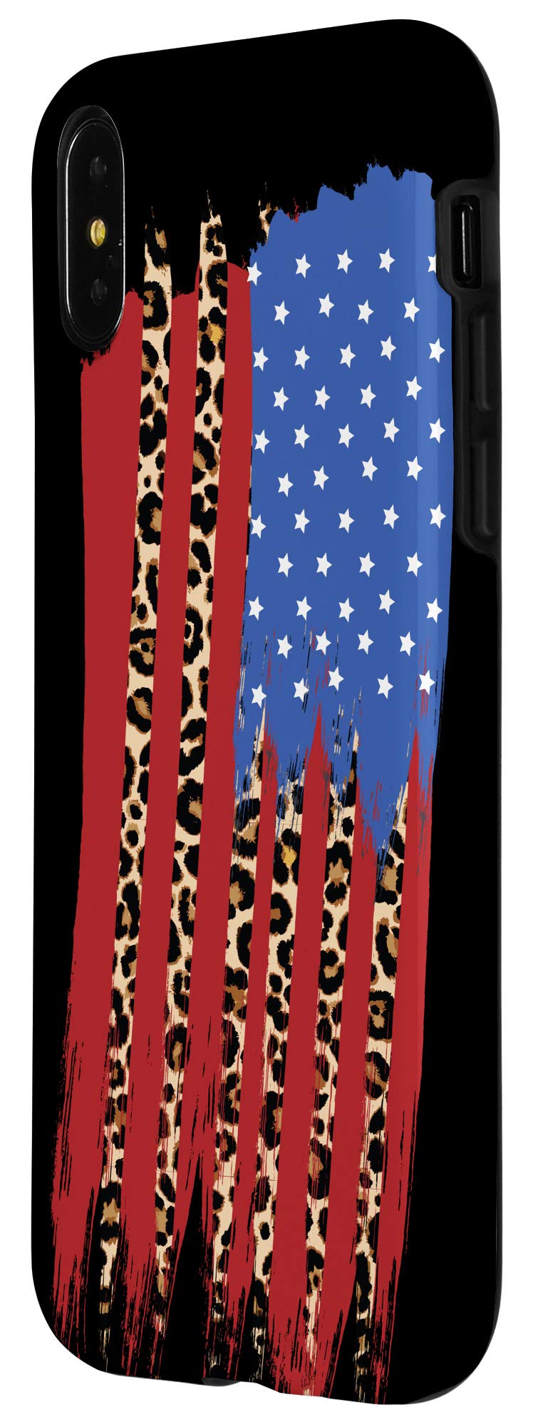 iPhone X/XS American Flag Patriotic Phone Case - Women's Leopard Print Design | Perfect Gift for Independence Day, Memorial Day & Everyday Use