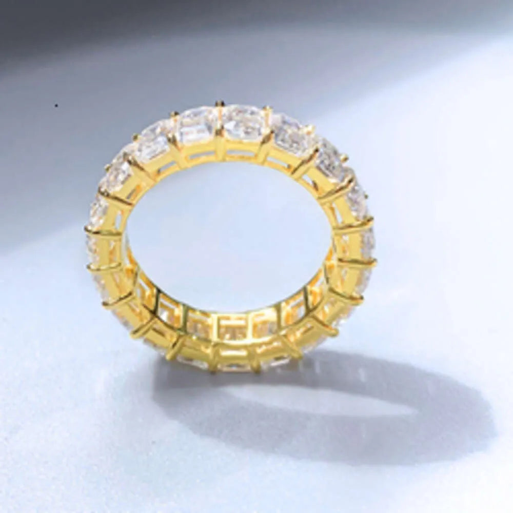 14K Yellow Gold Moissanite Ring with VVS Diamonds | Elegant Wedding, Engagement & Anniversary Jewelry Gift for Women
